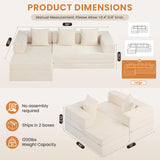 96" Boneless Couch for Living Room,Oversized Modular Sectional Sofa Bed,Modern Folding Cloud Couch with L-Shape Chaise,Convertible Sleeper Sofa,Corduroy Futon for Small Spaces Apartment,No Assembly