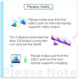 USB C Docking Station 3 Monitor with 100W PD, USB-C Laptop Dock Triple Display for Dell Hp Lenovo Windows