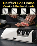 USELUCK Electric Knife Sharpener, Professional 3-Stage High-Grit Diamond Sharpening System for Precision Grinding, Sharpening,Polishing, Designed for Straight & Ceramic Kitchen Knives