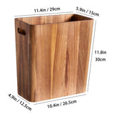 LiTY 3 Gallons Wooden Wastebaskets, Solid Acacia Wood Waste Basket with Handles, Rectangular Trash Can, Garbage Bin for Bedroom, Bathroom, Kitchen, Living Room, Office Decorative