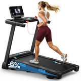 MERACH Incline Treadmill with Incline 6%-15%, 7-Layer Belt 300LBS Capacity Tredmill Foldable Handle Running Treadmills for Home, 0.5-7.5MPH 3.0HP