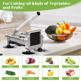 Commercial French Fry Cutter, Heavy Duty Potato Slicer with 3/8 and 1/4Inch Blade, Stainless Steel KSIFJRTO