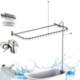 Pyhomestrim Clawfoot Tub Shower Kit,Add On Shower With Bathcock Diverter Faucet and 60" D Type Claw foot Tub Shower Curtain Rod Kit,D-Style Shower Rod and Clawfoot Tub Shower Faucet Set,Chrome Plated