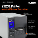 Zebra ZT231 Thermal Industrial Printer 4"| 203 DPI | No Ink Required | USB, Serial, Ethernet | Touch Color LCD | 1 Year Warranty | Thermal Transfer