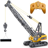 Fistone 1/14 RC Truck Crawler Tower Crane Hoist Dragline Die-cast Model Lifiting Cable Remote Control Excavator Tractor Digging Engineering Toy Construction Vehicle