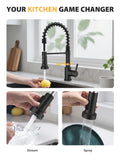 Hiqufet Kitchen Faucet with Pull Down Sprayer, High Arc Single Handle Kitchen Sink Faucet for Pot Filler, Single Hole Single Handle Stainless Steel Bar Sink Faucets