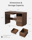 MoomJiee 47" Executive Desk with File Drawer, Farmhouse Computer Desk with Charging Station and Open Storage Compartment Wooden Home Office Desk for Writing Study Working, Brown