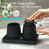 DAHACIS Black Bathroom Accessories Set, Modern 3 Pcs Bathroom Essentials - Soap Dispenser, Toothbrush Holder & Tray, Countertop Vanity Organizer (Black)