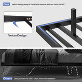 ChicZhiNest Queen Floating Bed Frame with Headboard, LED Floating Bed Frames with Charging Station and Upholstered Backrest, Storage Shelf, No Box Spring Needed, Easy Assembly, Noise-Free, Black