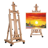 Heavy Duty Painting Easel Red Beech Wood Display Easel Stand Vertical & Horizontal Folding Sketch Easel H-Frame Artist Easel Oil Painting Easel Stand for Adults, Beginners, Artists