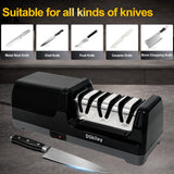 Electric Knife Sharpener for Kitchen – Professional 3-Stage 100% Diamond System with 20° Precision Angle, Fast Sharpening to Restore & Polish Chef Knives (Silver)
