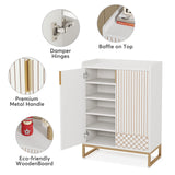 Tribesigns Shoe Cabinet with Doors, 5 Tiers Shoe Storage Cabinet for Entryway, 25 Pairs Wooden Shoe Cabinets, Modern Shoe Organizer Storage for Living Room, Bedroom, Hallway, Closet, White