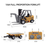BRRRRT 1/64 Full Proportional RC Forklift Toy,8 Channel 2 Mode Mini Remote Control Forklift Truck with Flatbed Tow Truck,2 in 1 Transformable Lift Fork & Hook with Rechargeable Battery for 4+ Kids