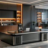 L Shaped Executive Desk with Storage, 5cm Thick Desktop, Cable Grommet