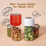 HTPOW Electric Mason Jar Vacuum Sealer - Fully Automatic Mason Jar Vacuum Sealer Kit for All Mason Jars with Regular Lids and Wide Mouth Lids, A Must-Have Tool for Canned Foods/Pantry - Red