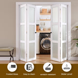 SMARTSTANDARD Bifold Door for 64" x 80-3/4" Opening, Tempered Frosted Glass