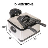 Kenmore Electric Deep Fryer - Grease & Odor Filtration, Simple Temperature Control, Eléctrica Freidoras For Home Use, 3 Baskets For Frying French Fries, Chicken Wing, 4 Liter Capacity Stainless Steel
