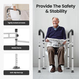 Careboda Toilet Safety Rails, Toilet Frame for Seniors, Elderly & Disabled, Toilet Rails Adjustable, Foldable Toilet Handles, Non-Slip Foot Mats, Easy to Store, Fit Any Toilets, 300lbs Capacity
