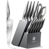 ASETY Knife Set - Ultra Sharp Knives Set for Kitchen with block, 15 PCS Stainless Steel Knife Set with Built-in Sharpener, Ergonomic Non-Slip Handle, Elegant Box for Men Women, Fathers day