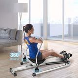 GYMAX Rowing Machine for Home, 265LBS Weight Capacity Hydraulic Rowing Machine with Adjustable Cylinder Resistance up to 110lbs & LCD Monitor, Compact Full Motion Rower for at Home Exercise (Silver)