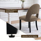 BONBEUR Upholstered Dining Chairs Set of 4, Mid Century Modern Kitchen Chairs with Solid Wood Legs & Linen Fabric Backrest for Dining Room, Brown