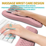 Hokafenle 2 in 1 Ergonomic Mouse Pad Wrist Support & Wrist Rest for Computer Keyboard Set, with Relieve Carpal Tunnel Pain Massage Bulge and Full Memory Gel Design (2In1 Set, Pink)