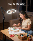 LUXSURE Ring Light Tripod for iPhone with Light, Overhead Phone Mount with Phone Holder, Adjustable Ring Light with Stand and iPhone Tripod for Video Recording,Cooking,Painting,TikTok,YouTube