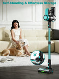 OUYFHK Cordless Vacuum Cleaner, 58Kpa 10 in 1 Vacuum Cleaners for Home, 55Mins Stick Vacuum with Self-Standing & LED Display, Anti-Tangle & Wall Mount Charging (Cyan)