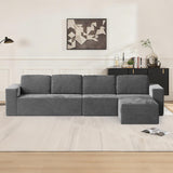 Furnify 136" Modular Sectional Sofa with L-Shape Chaise, Right/Left Facing Deep Seat Cloud Couch, No Assembly Required, Upholstered Couch for Living Room Bedroom (Deep Grey, Plush Corduroy Fabric)