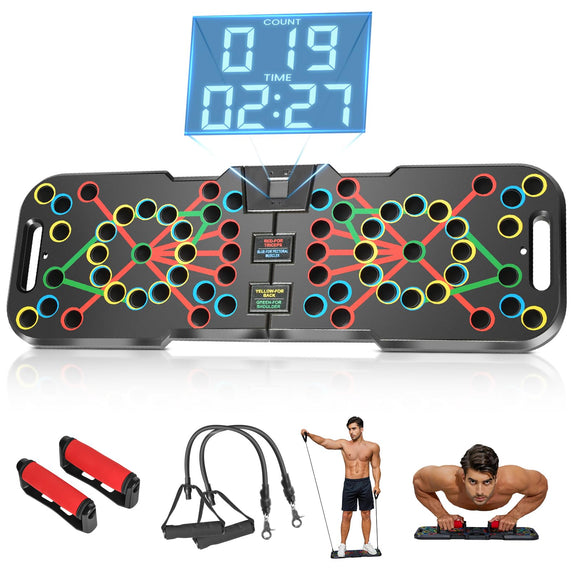 Push Up Board, with Automatic Count & Timer, 41 Push Up Bar, Updated Foam Handles, Portable Home Workout Equipment, Push Up Strength Training Equipment TASZOOS
