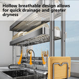 BEBANE Bold Stainless Steel Kitchen Sink Rack Dish Storage Sink Multifunctional Dish Drain Storage Rack,Dish Drying Rack Over The Sink,Dish Racks,Dish Rack Stainless Steel(Black 2,65cm/25.6in)