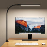 Kaulsoue Desk Lamp with Clamp, Eye Caring LED Desk Lamp for Home Office with Gooseneck, Clip on Light with 3 Color Modes for Working, Reading, Drawing