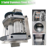 EQCOTWEA Commercial Sugarcane Juicer Machine 3-Roller Stainless Steel Sugar Cane Press Extractor 110V AC & 24V DC Dual Power Vertical Juice Press with Transformer for Sugarcane Juice Shop Home Use