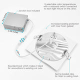 LUXRITE 16 Pack 6 Inch Ultra Thin Square Recessed Lighting - 5 Color Options, Dimmable LED Downlight, 12W, IC & Wet Rated, 1000 Lumens, Canless Recessed Light