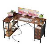OLIXIS 55" L Shaped Gaming Computer Desk with Drawers and Power Outlet