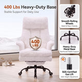 Teddy Fleece High Back Executive Office Chair with Flip Armrests (White)