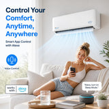 Senville LETO Series Mini Split Air Conditioner Heat Pump, 9000 BTU 110/120V, Inverter, Works with Alexa, SEER2 21.5, White