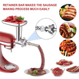 Metal Meat Grinder Attachment for KitchenAid Stand Mixer, Meat Grinder for Kitchen Aid Includes 4 Grinding Plates, 3 Sausage Stuffer Tubes, 2 Grinding Blades, Food Grinder Attachment for KitchenAid