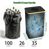 Pakusane Recycling Bin for KitcRecycling Bin for Kitchen Indoor Home, Large 26 Gallon 100L Recycle Bin with Lidhen Indoor Home, Large 26 Gallon 100L Recycle Bin with Lid Removeable Reusable Inner Bag Bottle Can Glass Waste Plastice Stickers,Black