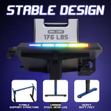 Gaming Standing Desk with LED Lights & Host Shelf, 55" x 24" Gaming Table with Music Sensing APP Control