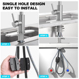 AVSIILE Brushed Nickel Kitchen Faucets with Pull Down Sprayer & Soap Dispenser, Single Hole & Handle, Pull Out Tap, Waterfall Stainless Steel Sink Faucet for Farmhouse Camper Laundry Rv Bar