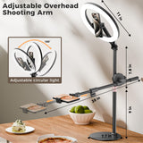 LULED 11" Desk Ring Light, Ring Light with Tripod Stand, Overhead Phone Mount for Video Recording & Tripod for Cooking, Live Streaming TikTok & YouTube, with Bluetooth Remote Compatible with iPhone