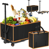 Collapsible Foldable Wagon Cart Heavy Duty, 3-in-1 Utility Dolly Wagons Carts with Wheels, Portable Folding Hand Truck with Removable Bag