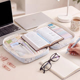 KOUDGY Bible Cover Case for Women Large Quilted Bible Carrying Bag with Handles Bible Study Supplies & Accessories Christian Gifts for Women(Cotton-Blue Patchwork, L)