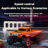 EXVQMU Mini RC Car, 1/64 Scale Mini Remote Control Monster Truck with Trailer, 2.4Ghz & APP Remote Control, Rechargeable Alloy Shell Mini RC Cars with Lights, Speed/Steering Adjustable (Orange)