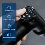 Emicool Massage Gun with Heat and Cold, 2 in 1 Portable Mini Muscle Massager with Extended Handle, Handheld Electric Percussion Deep Massager Tissue Massage Gun for for Home Gym