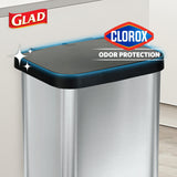 Large Metal Kitchen Garbage Bin with Soft Close Lid, Foot Pedal and Waste Bag Roll Holder, 20 Gallon
