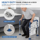 Loyoda Steel Toilet Safety Rail for Seniors with Adjustable Height and Width - 11.7lbs Heavy-Duty Foldable Toilet Handle for Toilet Support, Elderly and Accessibility Aid （Blue）