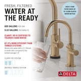 Delta Faucet Clarifi Under Sink Reverse Osmosis Water Filter System with Gold Contemporary Beverage Dispenser Faucet