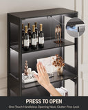 Glass Display Cabinet with Doors, 4-Tier Display Case with Adjustable Shelves